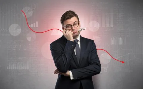 Sick businessman with decreasing performance concept 스톡 사진
