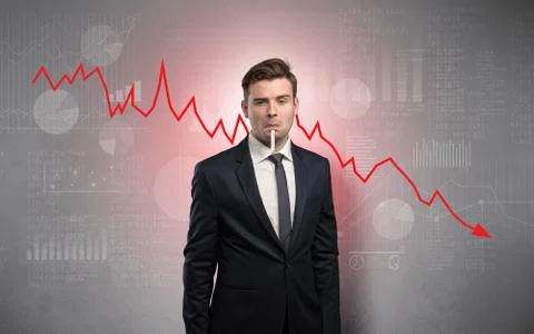 Sick businessman with decreasing performance concept Stock Photos
