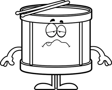 Sick Cartoon Drum Stock Illustration