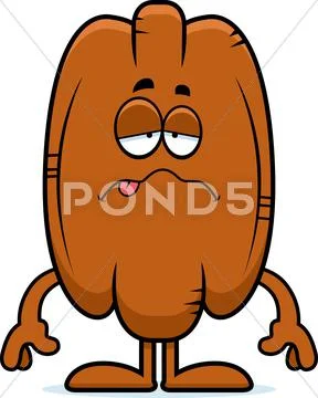 Sick cartoon pecan Stock Illustration