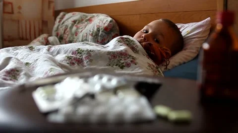 Sick child Stock Footage 8685675
