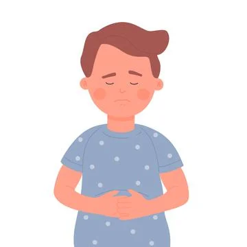 Sick child holding belly Stock Illustration
