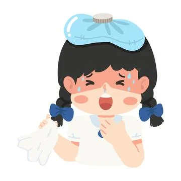 Sick Child With Ice Pack Feeling Unwell Stock Illustration
