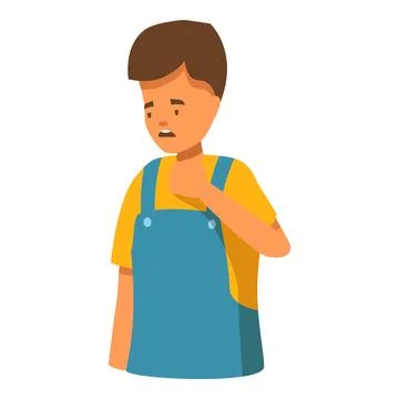 Sick child touching sore throat suffering from painful swallowing Stock Illustration