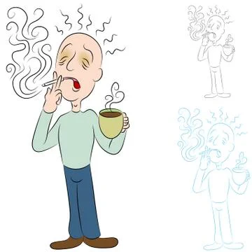 Sick from coffee and cigarettes Stock Illustration