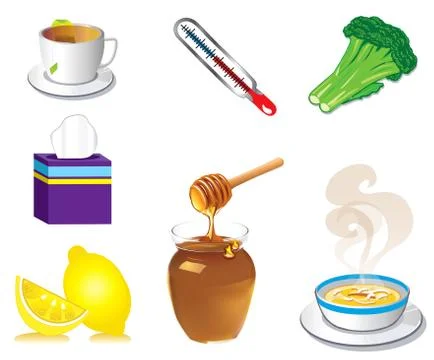 Sick Cold Flu Icons Stock Illustration