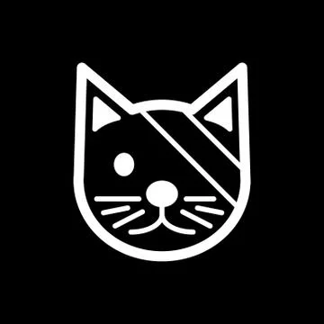 Sick cute cat simple vector icon. Black and white illustration of catvwith Illustrazione stock
