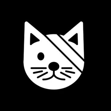 Sick cute cat simple vector icon. Black and white illustration of catvwith Illustrazione stock
