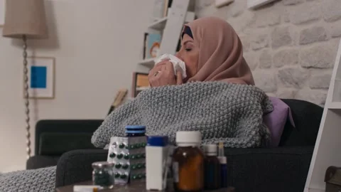 A sick day at home during a cold or allergy. Video stock 146715330