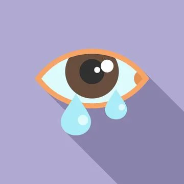 Sick drop eye icon flat vector. Pollen allergy Stock Illustration