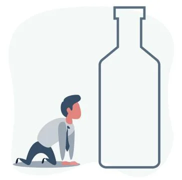 Cartoon of Drunk Man Walking or Dancing With Bottle Stock Vector