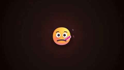 Sick emoji face with thermometer Stock Footage 346007323