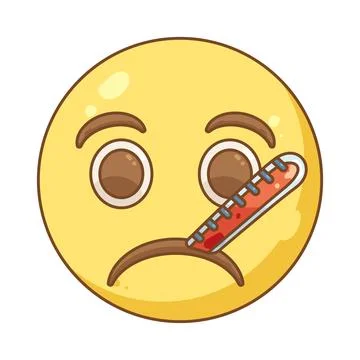Sick emoji with thermometer Stock Illustration