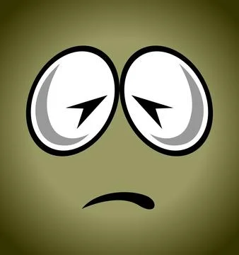 Sick eye expression on blue background Stock Illustration