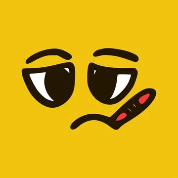 Sick face with thermometer. Cartoon face expressions. Doodle characters mouth Stock Illustration