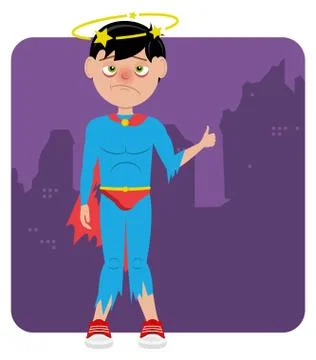Sick failed superhero Stock Illustration