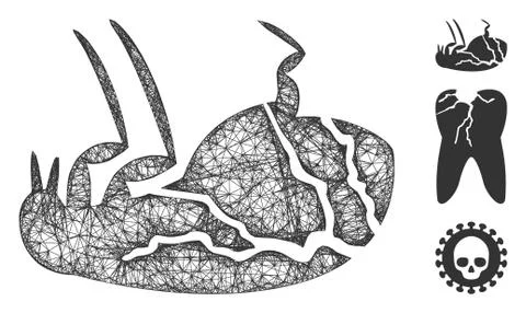 Sick Flea Polygonal Web Vector Mesh Illustration Stock Illustration