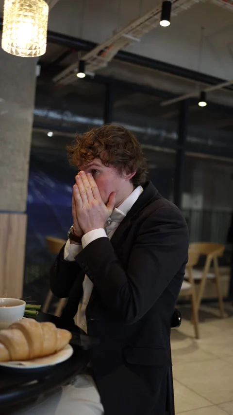 Sick guy arrives to date feeling unwell Stock Footage 328301352