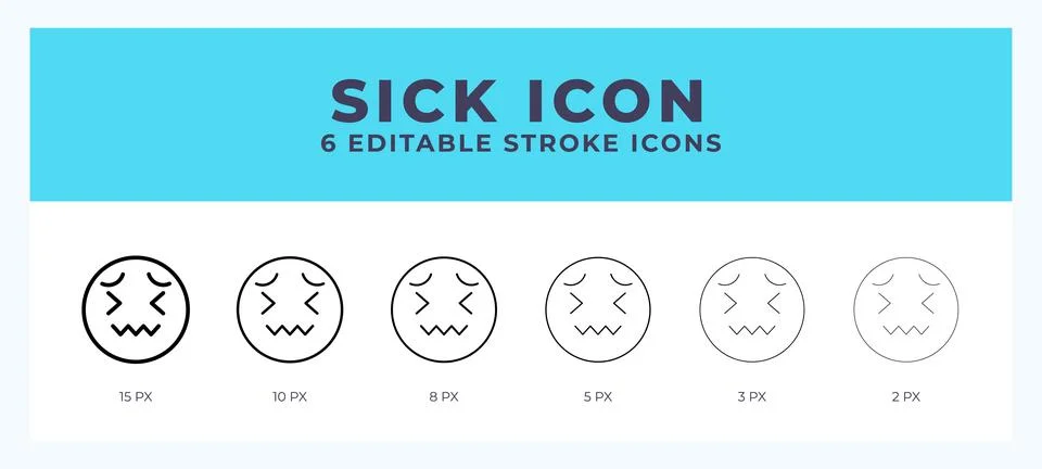 Sick icon set with different stroke. Design elements for logo. Vector illus.. Illustrazione stock