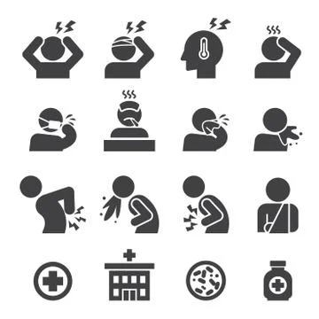 Sick icon set Stock Illustration