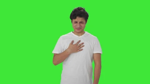 Sick Indian man having acidity problem Green screen Stock Footage 253788723
