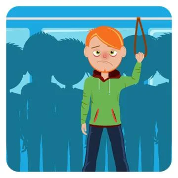 Sick man in the bus Stock Illustration