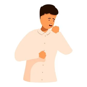 Sick man coughing and experiencing chest pain symptoms Stock Illustration