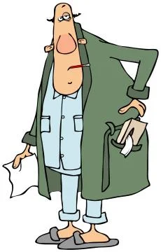 Sick man with tissues Stock Illustration