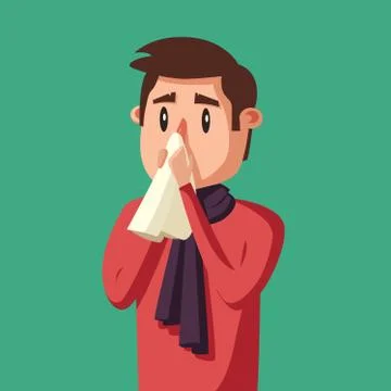 Sick man. Unhappy character. Vector cartoon illustration Stock Illustration