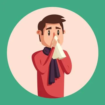 Sick man. Unhappy character. Vector cartoon illustration Stock Illustration