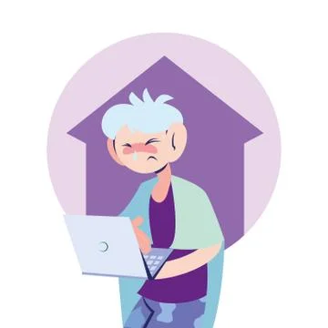 Sick man working at home Illustrazione stock