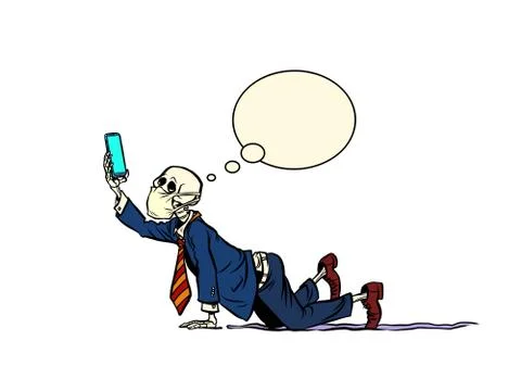 Sick in the mask is looking for the Internet Stock-Illustration