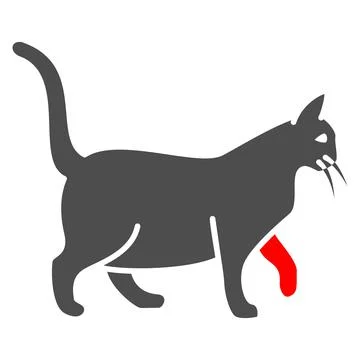 Sick paw in cat solid icon, Diseases of pets concept, cat paw with bandage sign Illustrazione stock