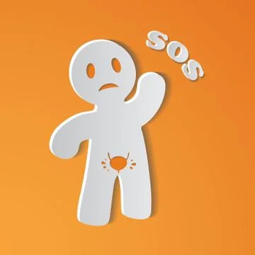 Sick Person Suffering From Bladder Ache With Placard Inscripted SOS, Asking Stock Illustration