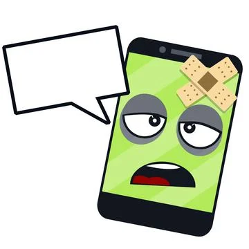 Sick phone. Virus and bug. problem with device. Repair and service. Stock Illustration