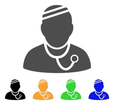 Sick Physician Flat Icon Illustrazione stock