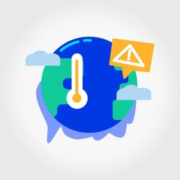 Sick Planet Icon, Global warming increase temperature earth with thermometer Stock Illustration