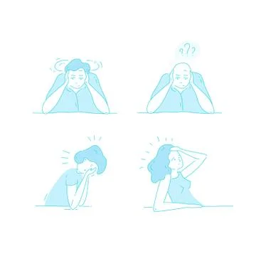 Sick stressed dizzy person Vector hand drawn illustration Stock Illustration