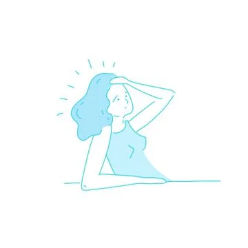 Sick stressed dizzy person Vector hand drawn illustration Stock Illustration