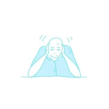 Sick stressed dizzy person Vector hand drawn illustration Stock Illustration