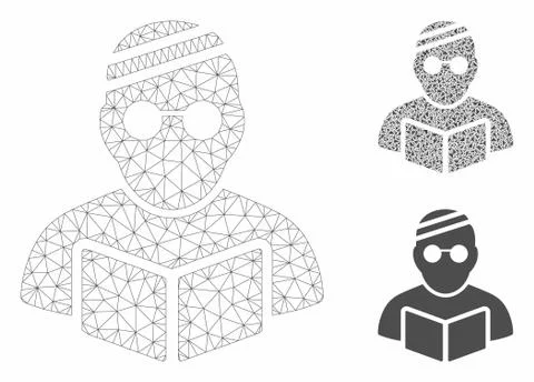 Sick Student Vector Mesh Carcass Model and Triangle Mosaic Icon Stock Illustration