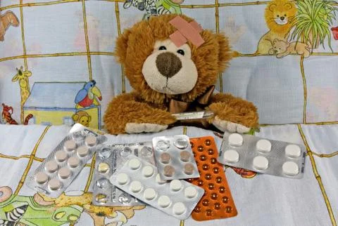 Sick teddy Stock Photos