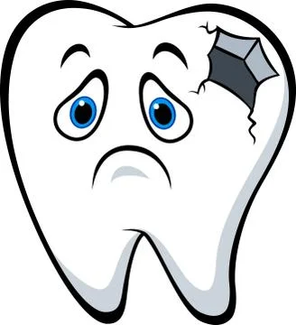 Sick tooth character with caries Stock Illustration