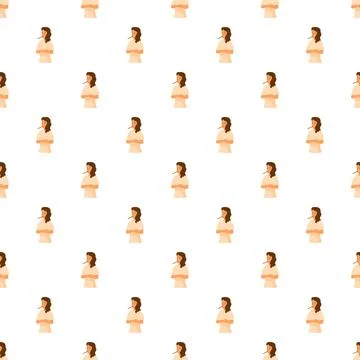 Sick woman with thermometer seamless pattern Stock Illustration