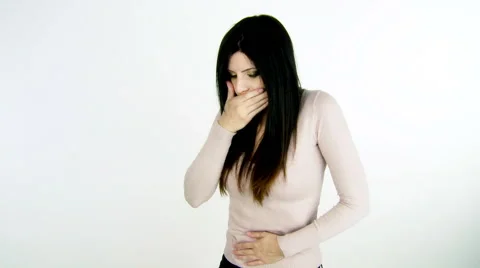 Sick woman throwing up stomach problem Stock Footage 41066810