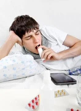 Sick Young Man with Flu Foto stock