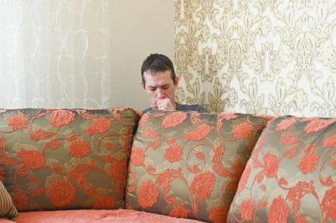 Sick young man in self-isolation at me. Social distance concept Foto stock