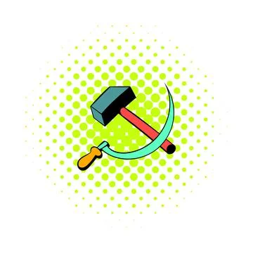 Sickle and the hammer icon, comics style Stock Illustration