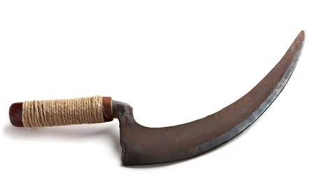 Sickle, bagging, reaping or grass hook is a single handed agricultural tool.. Stock Photos