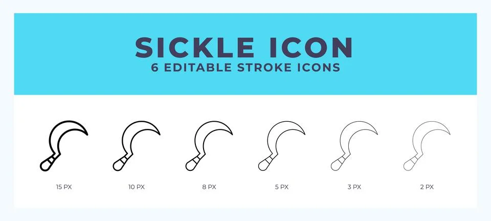 Sickle icon with different stroke. Editable stroke. Vector illustration. Stock Illustration